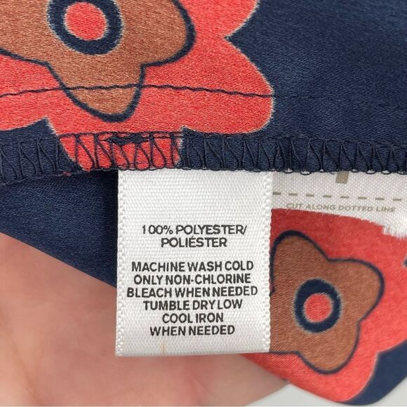 NEW Ann Taylor LOFT Drop Waist Long Sleeve Dress Red Navy Tan Floral | Small - Picture 10 of 11